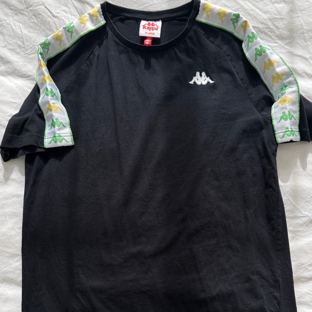 Kappa Black Tee with Green and Yellow Details